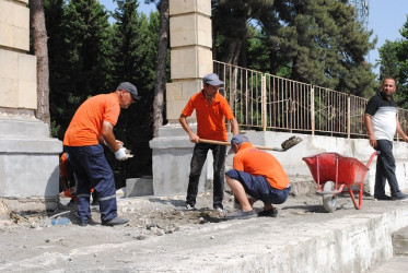 Mingəçevir şəhər stadionunda təmir bərpa işlərinə baxış keçirildi