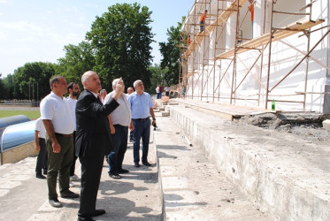 Mingəçevir şəhər stadionunda təmir bərpa işlərinə baxış keçirildi